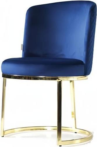 Moderne luxe design eetkamerstoel met armleuningen in blauw textiel