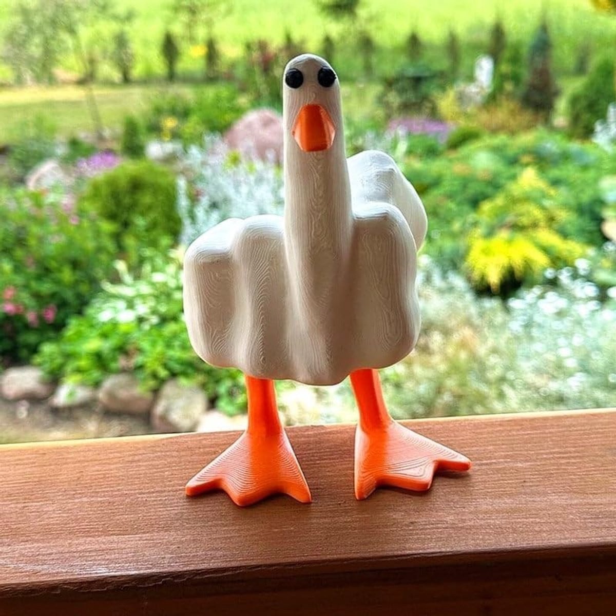 Dailygoods Hars Ornament Middelvinger Eend - Humoristisch Beeldje voor Binnen en Tuin