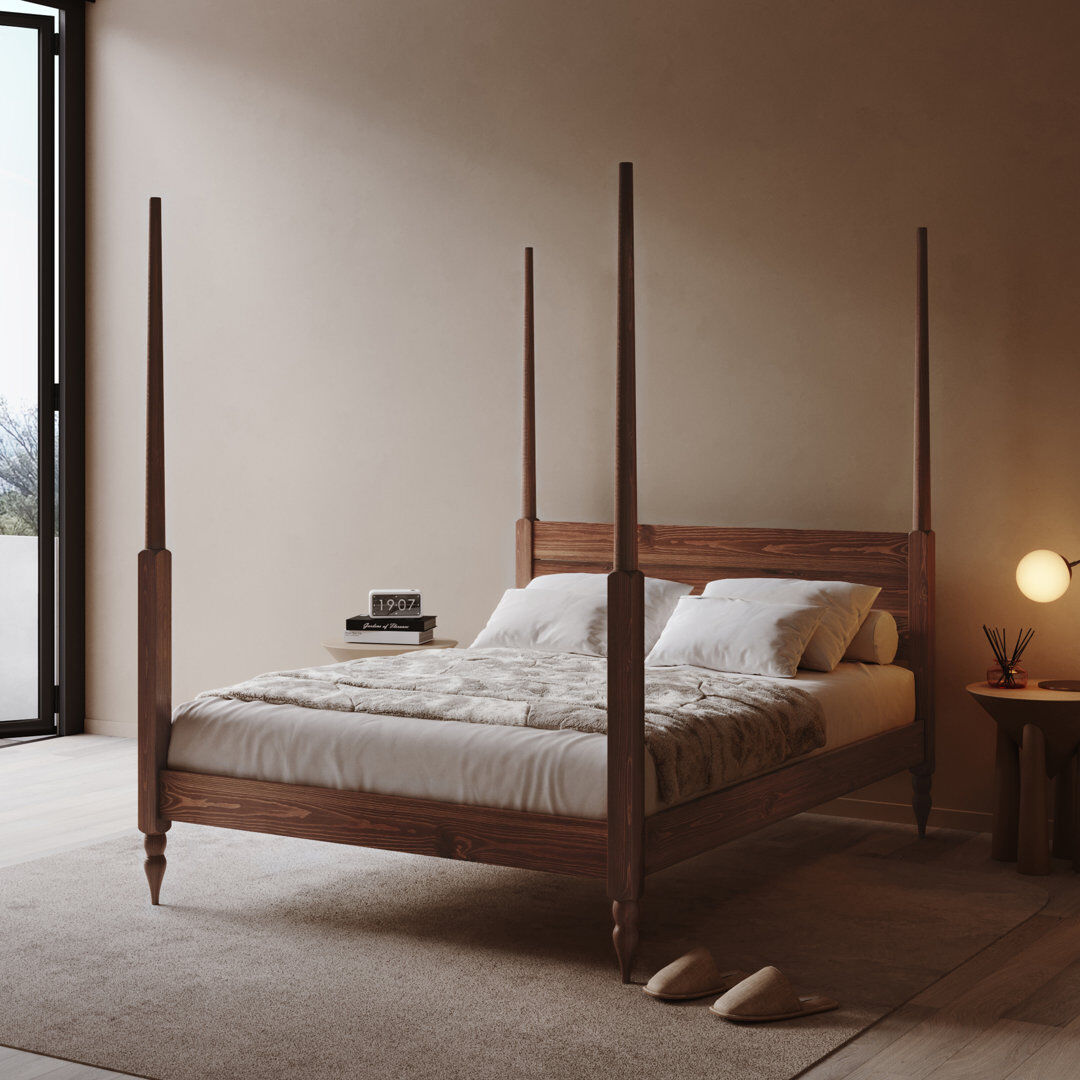 Three Posts Thorndale Solid Wood Bed Espresso Wood Double (4'6)