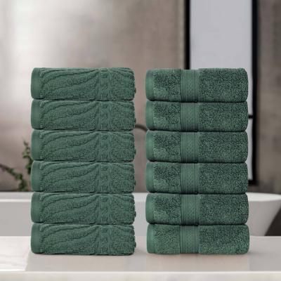 Superior Chevron Zero Twist Cotton Face Towel Washcloth Set of 12