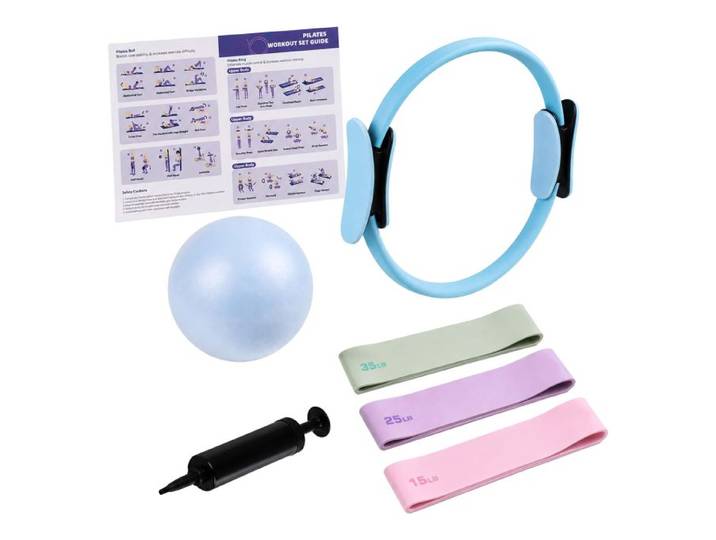 Relaxdays 6-teiliges Pilates Set Ring Ball Bänder