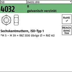 Sechskantmutter ISO 4032 M6 8 galv.verz. 1000 Stück