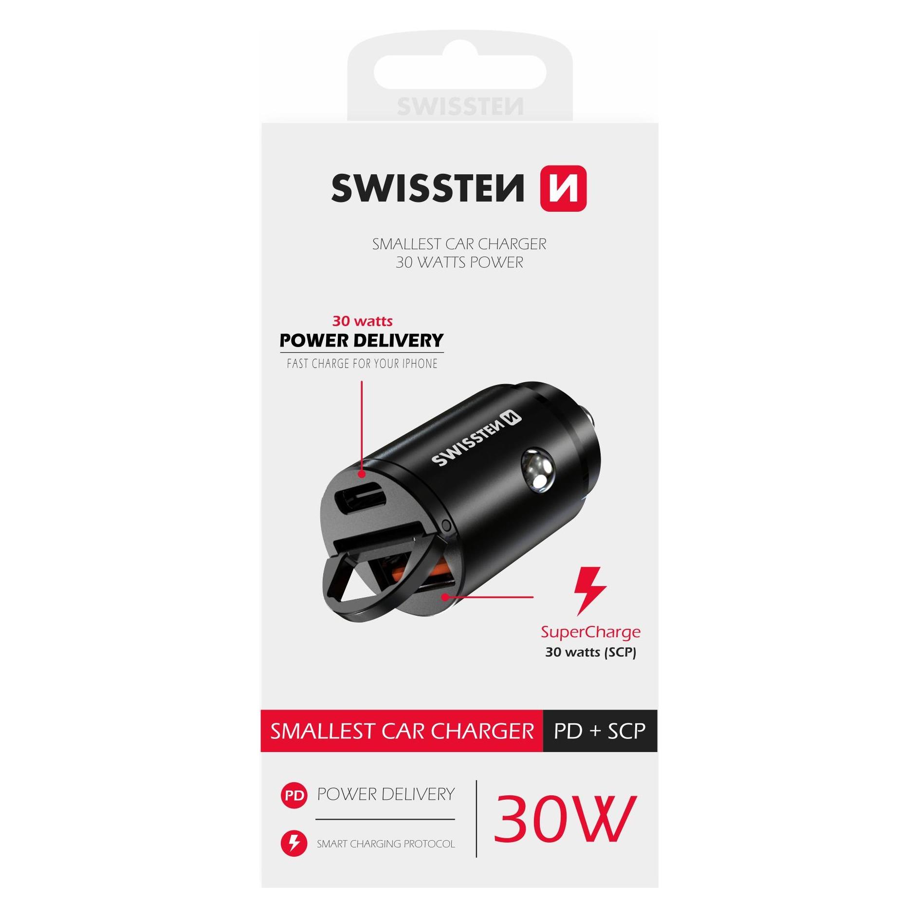 Swissten mini Car Charger (POWDEL3030W)