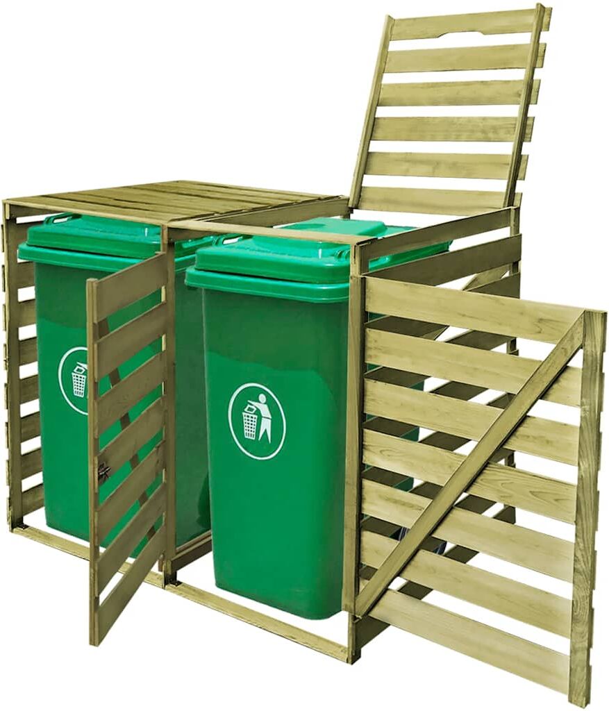 vidaXL Abri pour poubelle double 240 L Bois imprégné