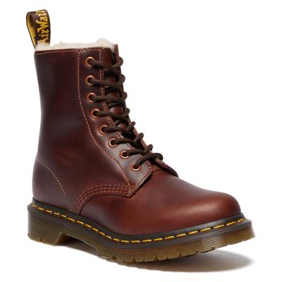 Schnürboots DR. MARTENS "1460 Serena", Damen, Gr. 37, braun (cognac), Leder, unifarben, Schuhe Schnürboots, Chunky Boots, Plateau Schuh, Boots mit Warmfutterausstattung