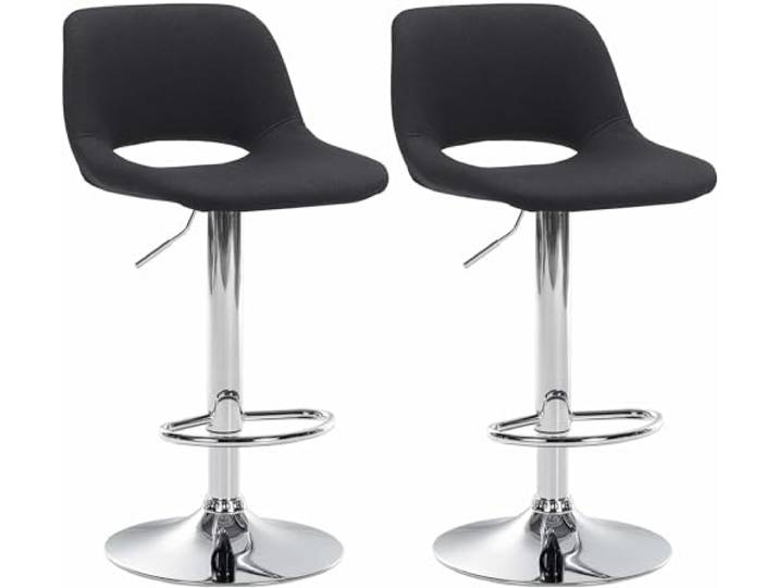 CLP 2er Set Barhocker Camden I Stoff-Bezug, Farbe: schwarz, Gestellmaterial: Metall in Chromoptik