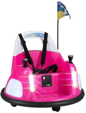 Costway 12V Kids Ride On Bumper Car with Remote Control and Flashing Lights-Pink