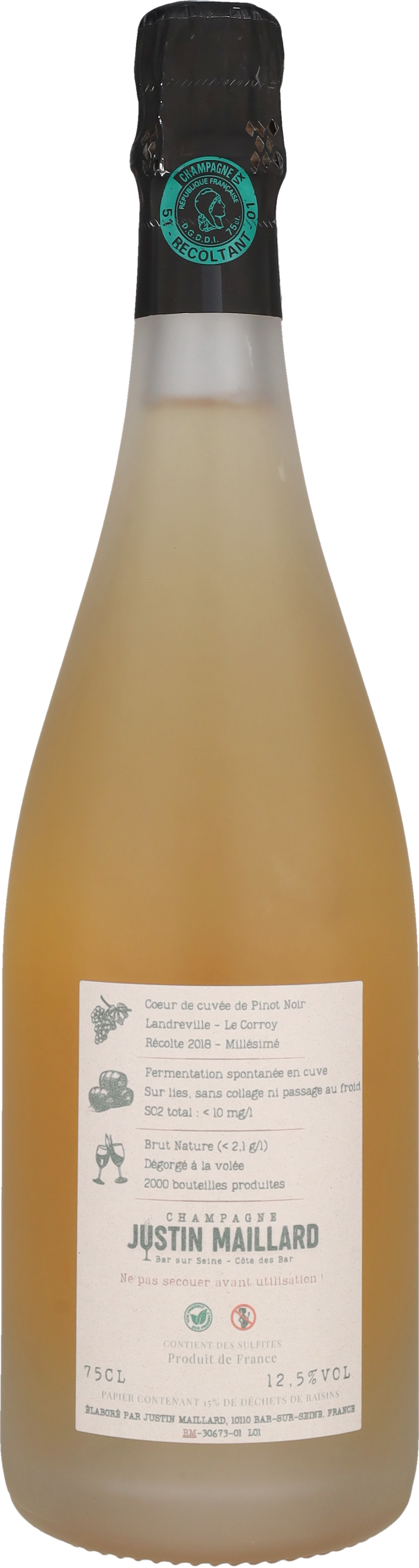 Justin Maillard Champagne Brut Nature Millesime 2018