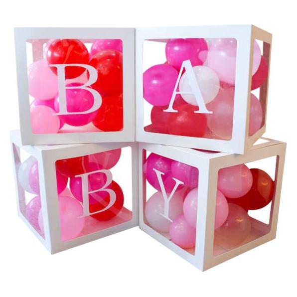 Amscan 4 Buchstaben-Würfel BABY Papier 30 x 30 x 30 cm (1x) (BOR-B703B)