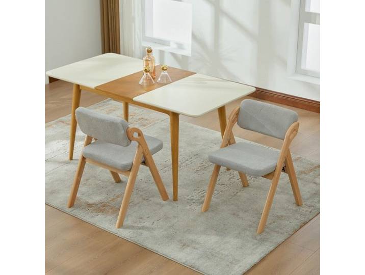 lot 2 Chaises pliables empilables hêtre gris 52x60x78cm assise rembourrée cuisine bureau fêtes sans table