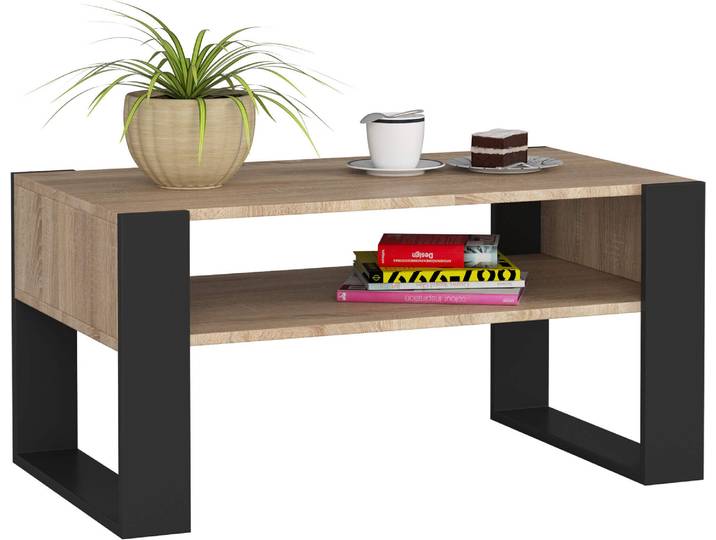 Akord Table Basse Domi Chêne Sonoma/Noir 92X53X45