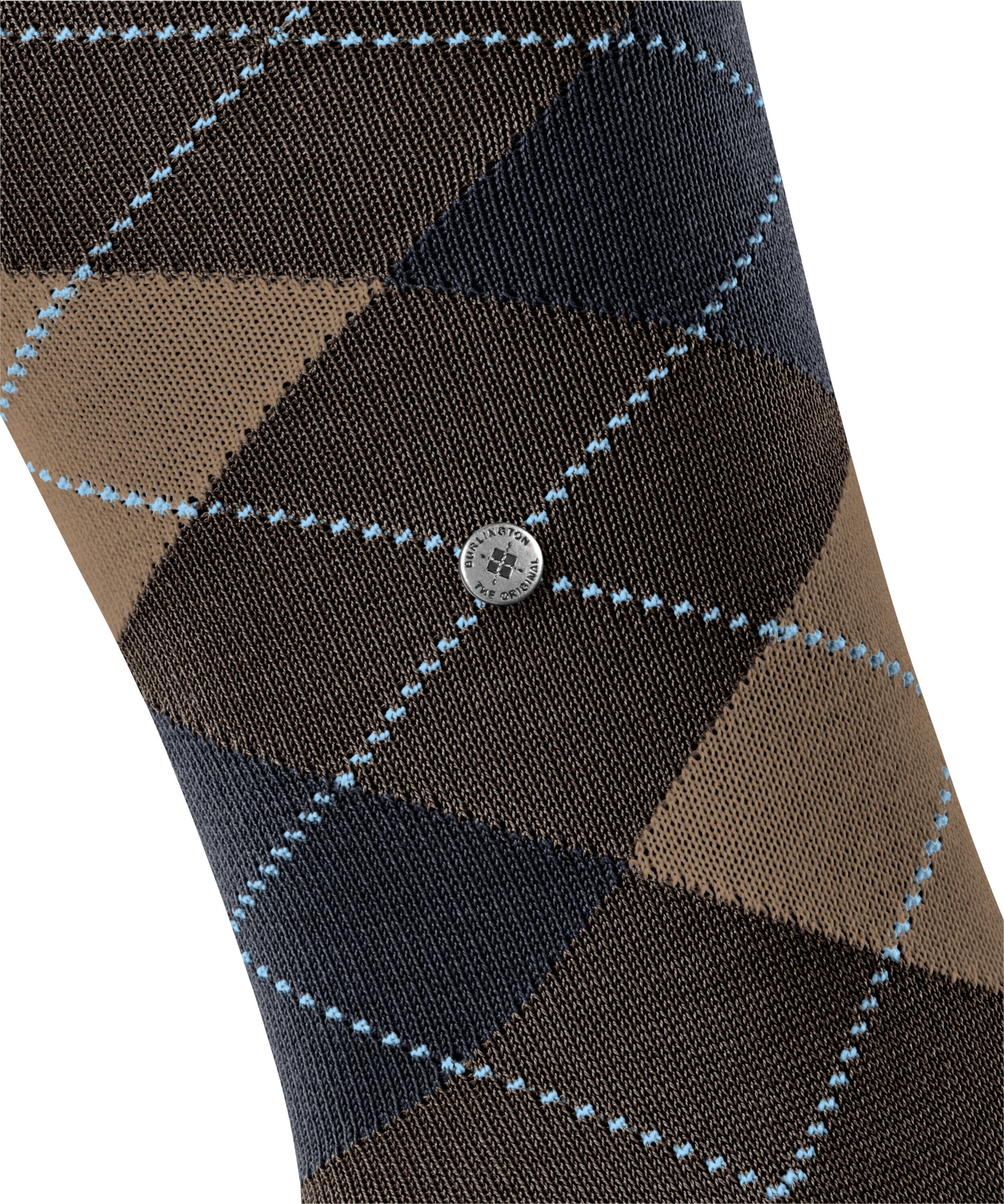 Kniestrümpfe BURLINGTON "Manchester", Herren, Gr. 40-46, braun (chocolate), Baumwollmischung, Argyle-Muster, Socken Kniestrümpfe, Einheitsgrösse 40-46, Argyle-Muster, Burlington-Clip chocolate 40-46