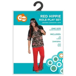 GoDan Rotes Hippie-Kostüm für Erwachsene, Universalgrösse. (One Size)