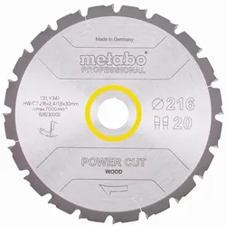 Metabo Kreissägeblatt HW/CT 216x30, 20 WZ 5° neg. (628230000)