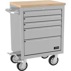 Güde Werkbank GW 5 INOX, silber, mit Rollen, mit 5 Schubladen, 67 x 91 x 49 cm