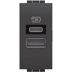 Legrand L4191AC LivingLight USB-Ladesteckdose 1 Modul mit 1x USB-A und 1x USB-C, Farbe Anthrazit