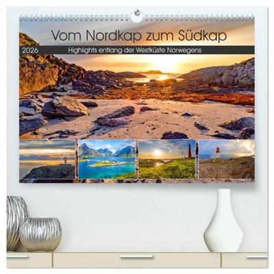 Vom Nordkap zum Südkap (hochwertiger Premium Wandkalender 2026 DIN A2 quer), Kunstdruck in Hochglanz