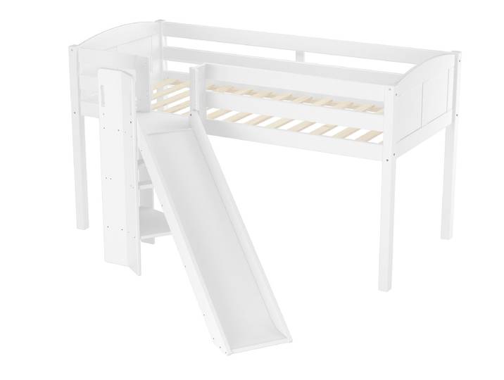 Schönes Spielbett für Kinder mit Rutsche 90 x 200 cm Kiefer Weiß