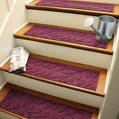 Bungalow Dba Matterly Brittney Leaf Stair Treads Set of Four, Set of Four, Burgundy