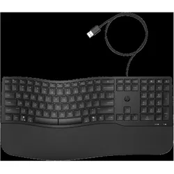 HP 485 Comfort Wired Keyboard (DE, Kabelgebunden), Tastatur, Schwarz