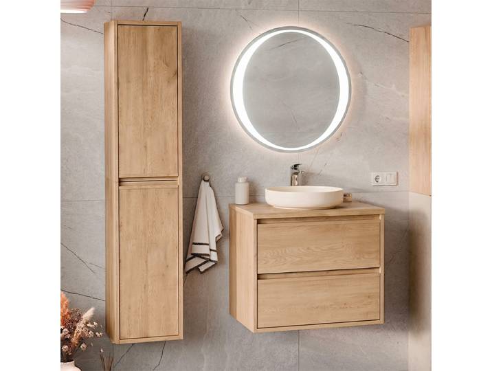 Ensemble Meuble Simple Vasque 60cm Et Colonne Edmé Bois