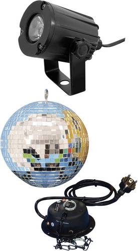 Eurolite 50101856 LED Discokugel-Set mit LED-Beleuchtung, mit Motor 20 cm