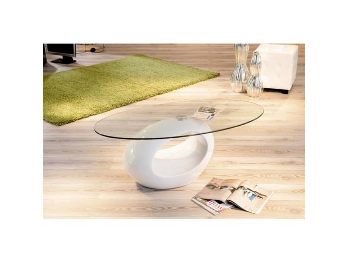 Table basse ronde verre blanche