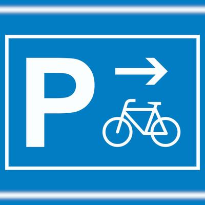 HB-Druck Fahrrad Parkplatz Schild mit Richtungspfeil rechts waagerecht A1 (594x841mm)