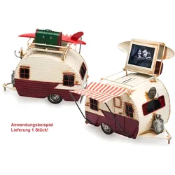 Wohnwagen rot 23x19x13,5 cm Dekorahmen aus Metall