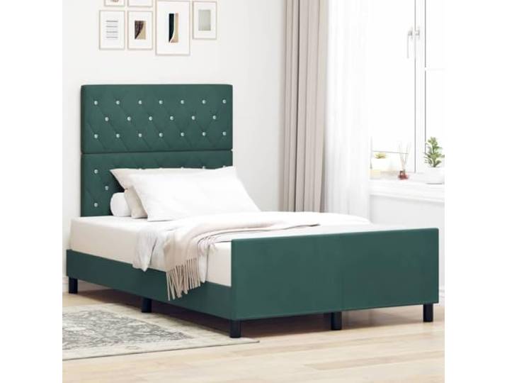 WDGJJFECNMUEHI Samt Massivkiefer Modern Schlafzimmer Luxus 120x200 cm Grün Boxspringbett mit Kopfteil Dunkelgrün 120x200 cm Samt Bett mit Lattenrost verstellbar Luxus Doppelbett Modernes Schlafzimmer