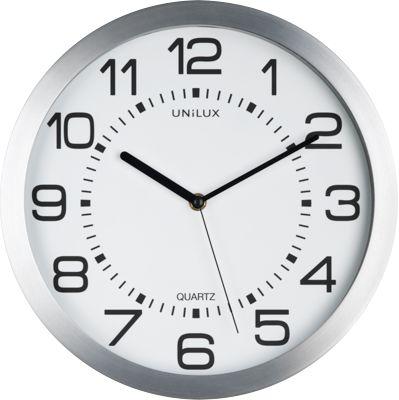 Unilux MOON Wanduhr metallgrau, 30 cm, beleuchtetes Ziffernblatt, Batterie- und Netzbetrieb