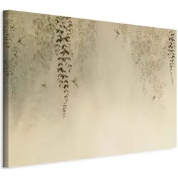 Artgeist, Bilder, Spring Orchard - Hummingbirds Among Tree Branches in Beige Shades (120 x 80 cm)