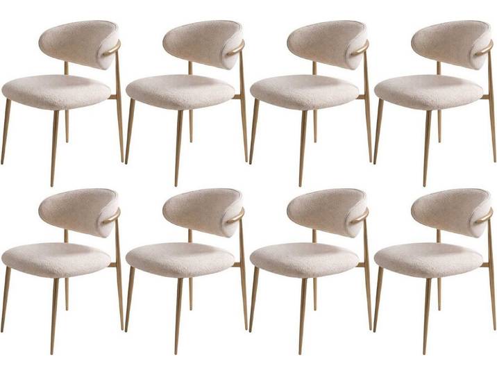 Xlmoebel Esszimmerstuhl Beige Esszimmerstühle im modernen Stil aus Stoff und Metall, 8er (8er), Made in Europa