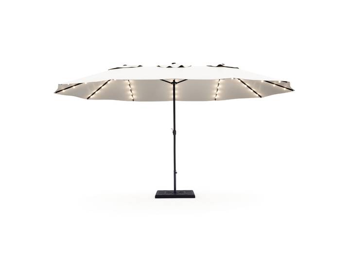 Doppel-Sonnenschirm OZE mit LED 460 x 270 cm weiss