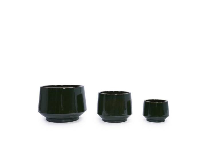 Pflanzkübel groß einfarbige Glasur, Ø38/28/22 cm atmungsaktive Tonware, Grün, Keramik, Rund, 33 cm, Dekoration, Blumen & Blumentöpfe, Übertöpfe