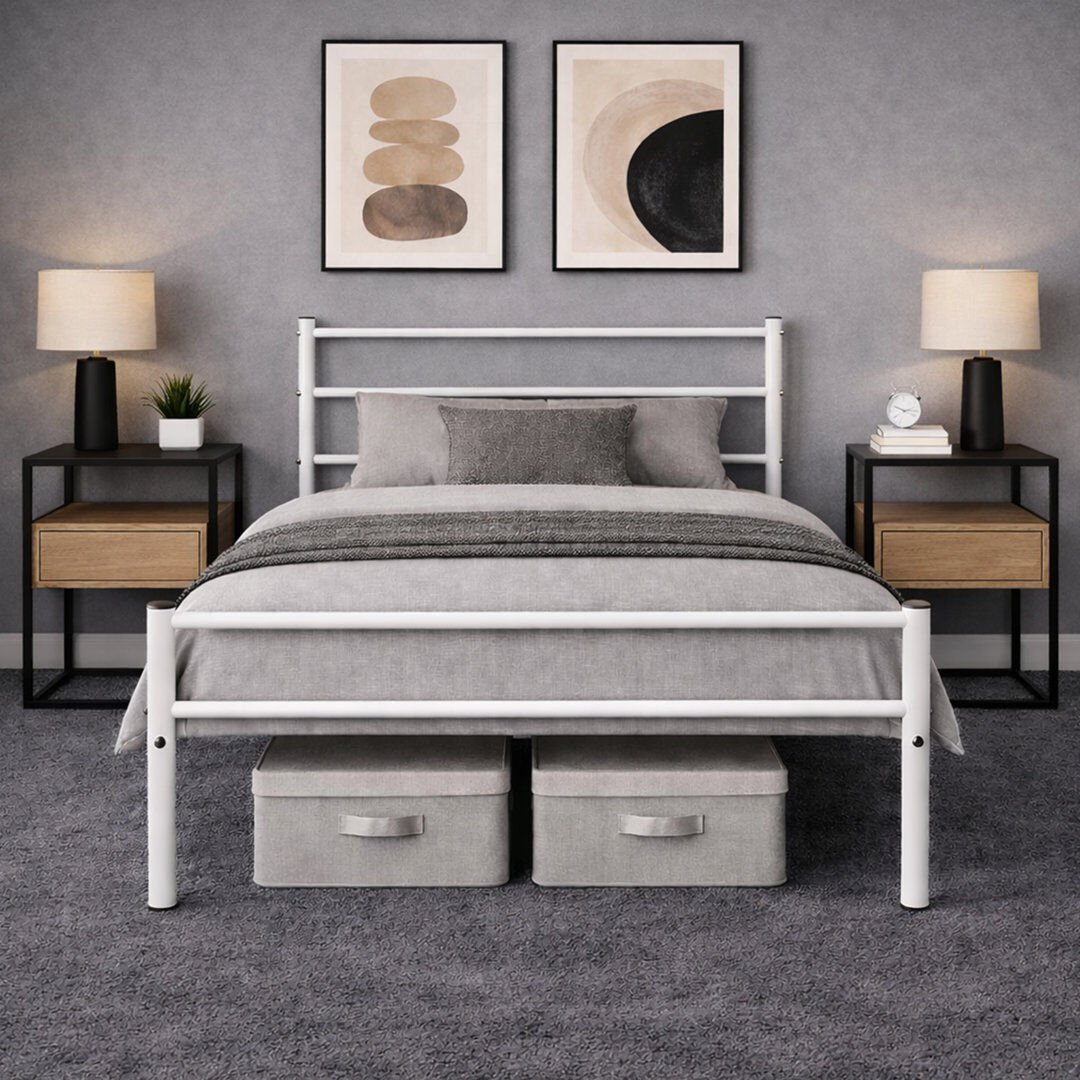 17 Stories Mahim Metal Bed White Single (3')