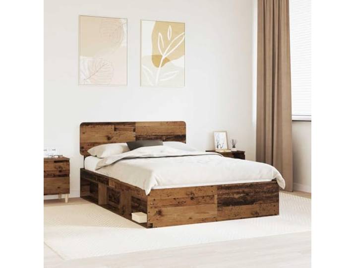 RJPLMFV Bettgestell, massives Kiefernholz, 150 x 200 cm Robustes Holzwerkstoff, klassisches Kopfteil, klares Design, einfache Montage, einfache Wartung
