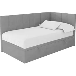 EINZELBETT Jugendbett mit Bettkasten Links, mit Matratze - LOVY 80x200 Grau