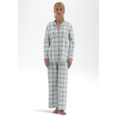 Schlafanzug TOM TAILOR, Damen, Gr. 44, bunt (grün, mittel, karo), Obermaterial: 100% Baumwolle, Homewear-Sets Schlafanzug