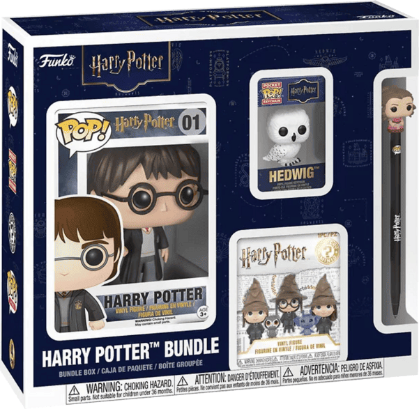 Figura Funko Pop! - Pack Harry Potter + 1 Llavero de Hedwig sorpresa bolígrafo, 9 cm, Vinilo