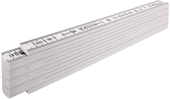 Mètre pliant en plastique STABILA Type 1107, 2 m, blanc, graduation métrique (01701)