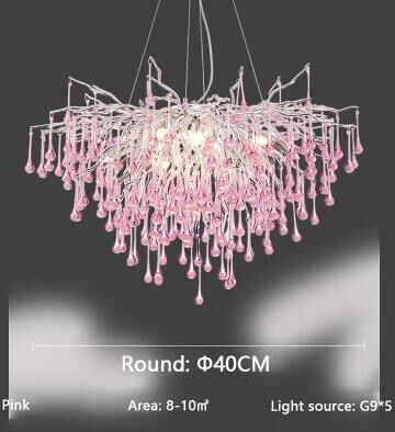Inspired Finds Modern Crystal Branch Chandelier Pink Blue Teardrop Ceiling Light neutral Light pink Dia 15.75in