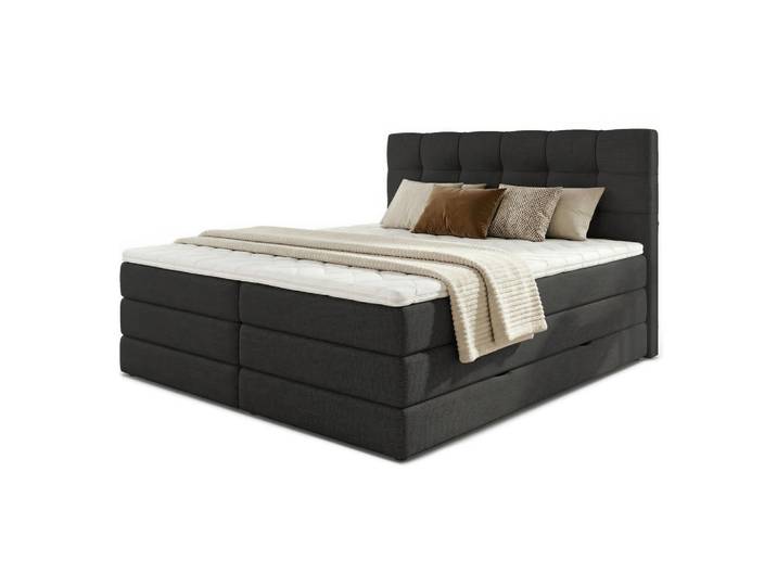Sofnet Boxspringbett Best Max - 180x200 - schwarz (Inari 100), Schwarz, H3, Rechteckig, 180x200 cm, Schlafzimmer, Betten, Boxspringbetten
