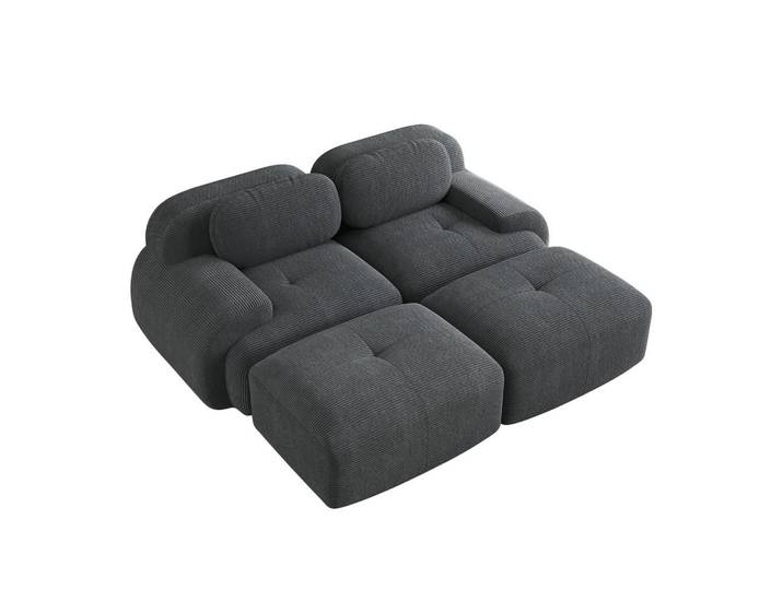 Meubles Cosy Sofa Modulares 2-Sitzer, rutschfeste Unterseite, Cord, Grau, 178x70x208 cm, Wohnzimmer, Sofas & Couches, Sofas