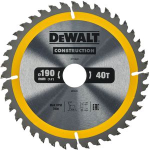 DeWalt Kreissägeblatt Construction DT1945-QZ, 190 x 30mm, 40 Zähne, für Holz, Holz mit Nägeln