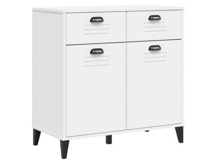 KGFHERENB Sideboard VIKEN Weiß 80x40x80 cm Kommode mit Türen Vielseitiger Beistellschrank für Flur und Schlafzimmer mit 2 Schubladen, 2 Türen und praktischen Kunststoff-Griffen.