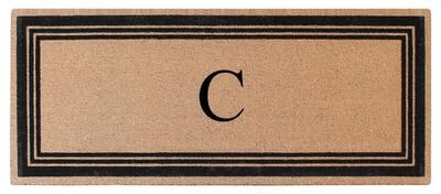 A1 Home Collections Natural Coir Monogrammed Flock Anti shed Treated Durable Doormat BlackBeige
