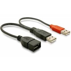 Delock USB-Kabel USB 2.0 USB-A Stecker, USB-A Stecker, USB-A Buchse 0.20 m Schwarz 65306