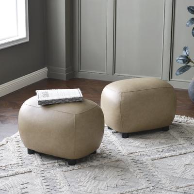 "KINWELL 23"" Wide Faux Leather Upholstered Ottoman Footrest, PU Entryway Footstool"