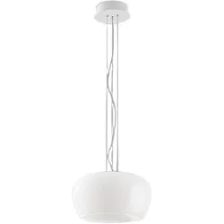 20-W-LED-Pendelleuchte aus glänzend weißem Glas und mattweißem Gestell, Ø 38 cm – Modernes und elegantes Design für die Inneneinrichtung – Perenz